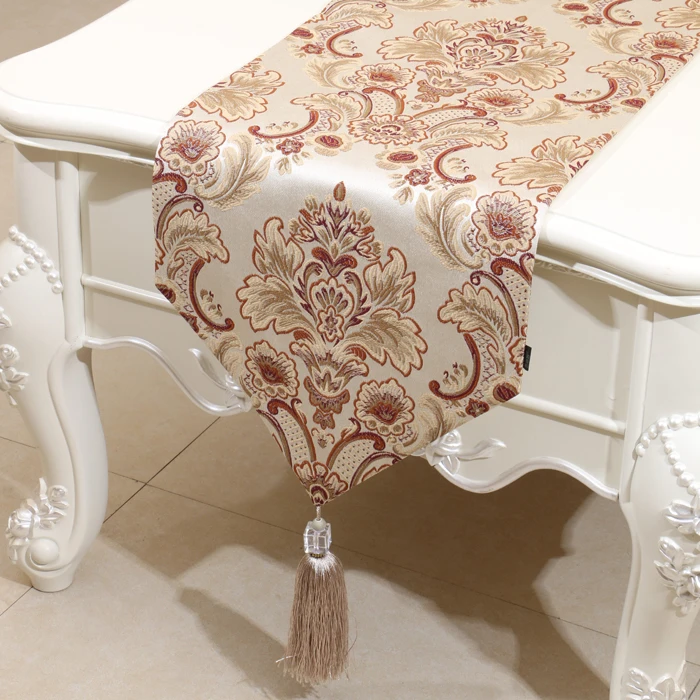 Lengthen Flower Table Runner Fashion Simple Cover Cloth Embossed Jacquard European style Cloth Art  High End Coffee Table Cloth