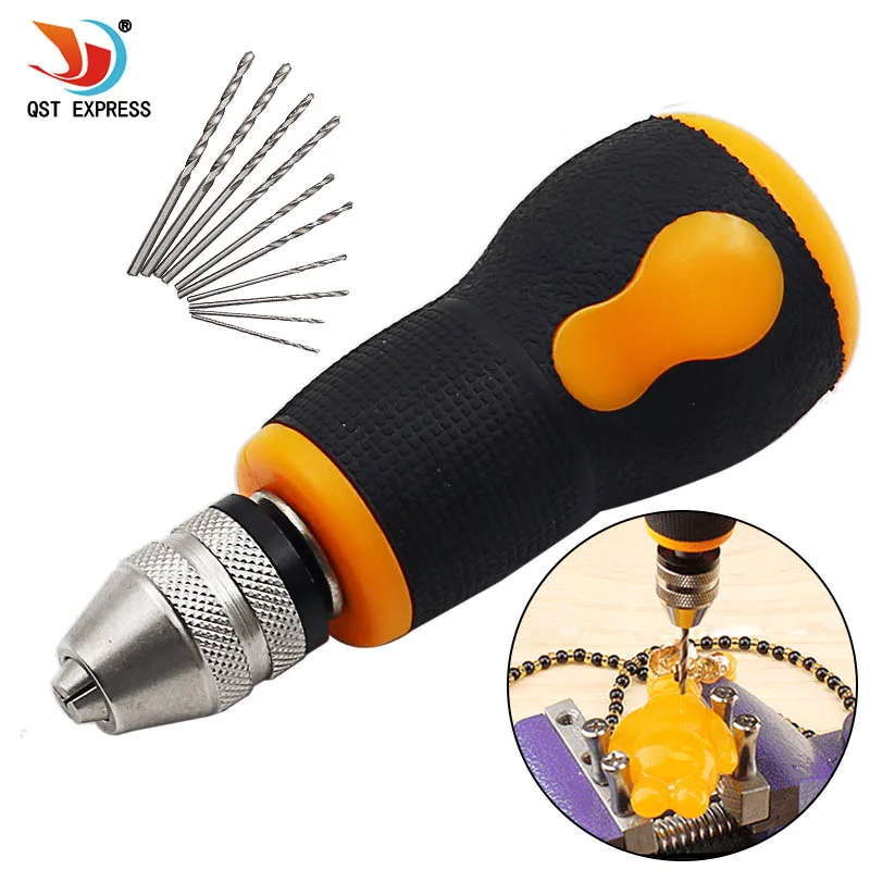 10pcs twist drill hand tool hand drill mini small hand grip carpenter's chuck