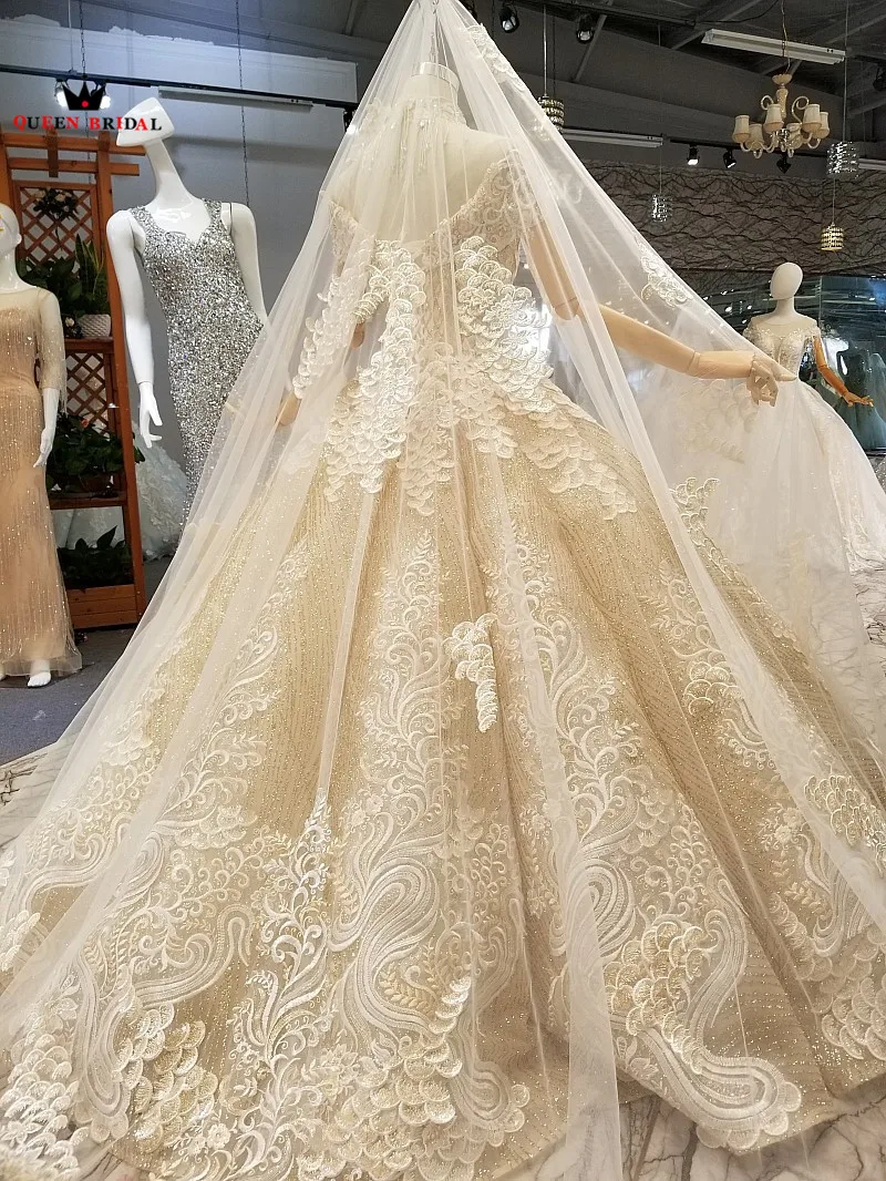 Vestido de noiva elegante, com decote em v, lantejoulas, 2021, foto real, rainha, vestido de noiva wd22