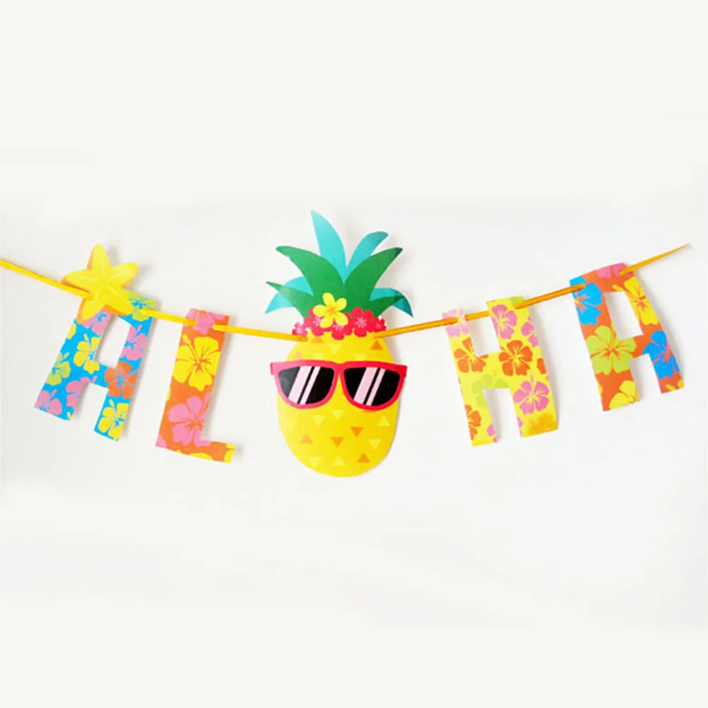 Hawaiian Luau Party Float Inflatable Drink Cup Holder Flamingo Banner Garland Pineapple Coconut Cups Summer Tropical Party Decor