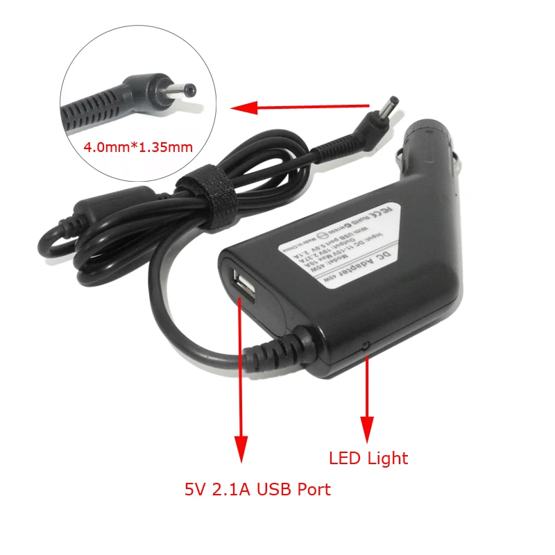 19V 2.37A 45W 4.0*1.35mm Laptop Car Charger Adapter for Asus ZenBook UX305 UX21A UX32A X201E X202E U3000 UX52 Power Supply