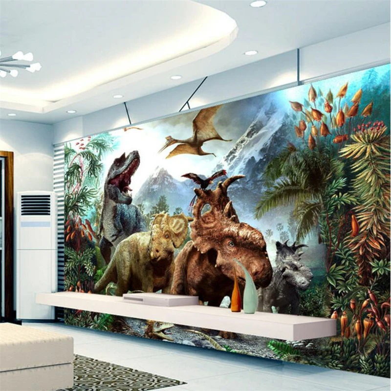 wellyu обои    papier peint  wallpaper for walls 3 d Custom wallpaper   Large 3D stereo dinosaur murals backdrop  papel parede