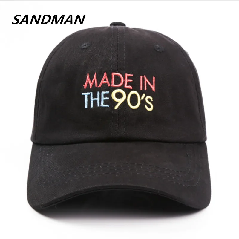 SANDMAN Letter MADE IN THE 90'S Snapback Cap Cotton Baseball Cap For Men Women Adjustable Hip Hop Dad Hat Bone Garros