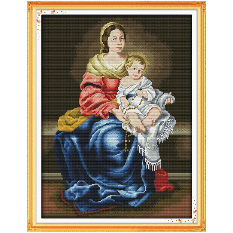 Madonna and Child Patterns Counted Cross Stitch Set DIY 11CT 14CT 16CT Stamped DMC Cross-stitch Kit Embroidery Needlework Crafts