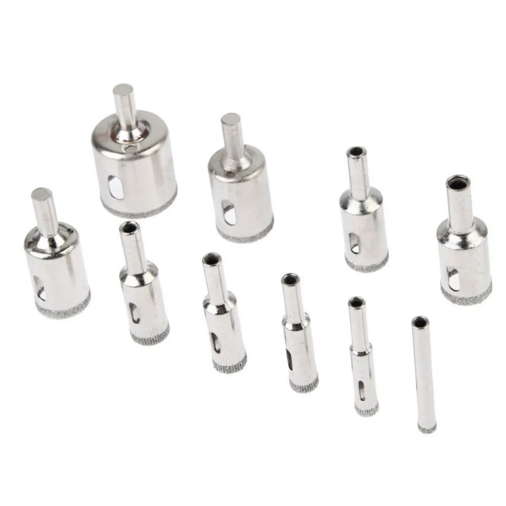 10PC Set Rounding Grinder Diamond Window Glass Opener Bit