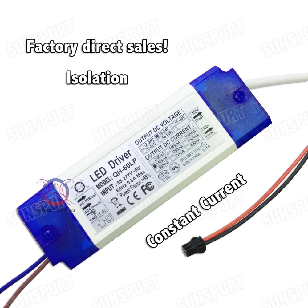 2 Pcs Isolation LED Driver 60W AC85-277V Constant Current 6-10x5 1500mA DC18-34V PFC LEDPowerSupply For Floodlight Free Shipping