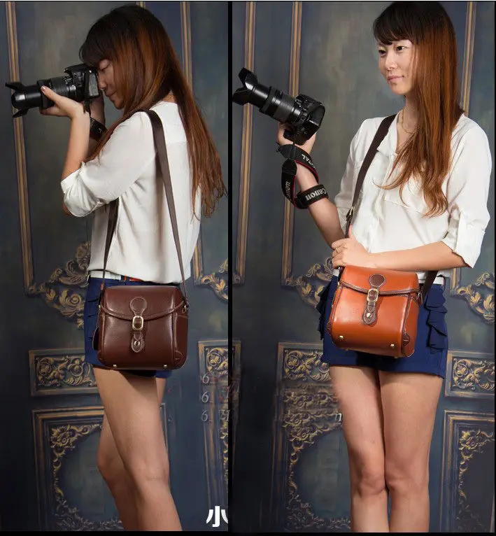 PU leather retro camera DV bag for Canon Nikon Sony Samsung JVC fashion Waterproof Vintage