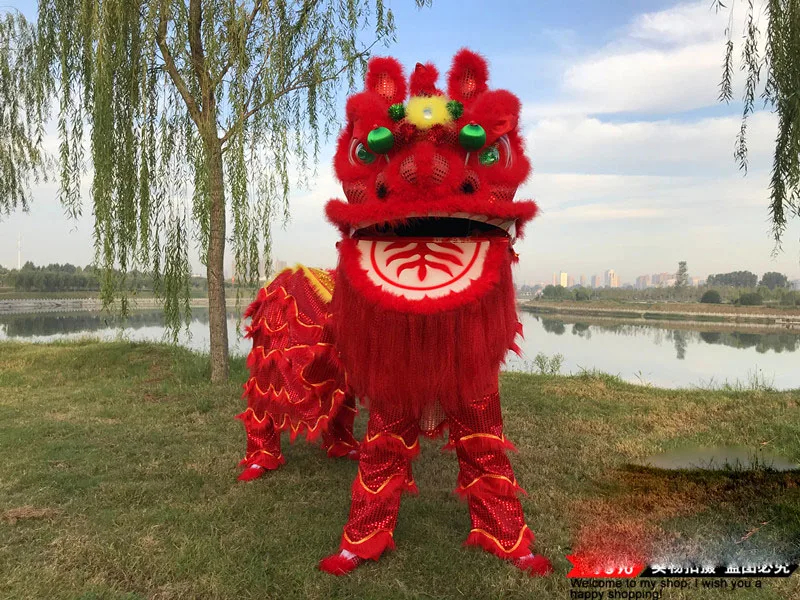 Costume de danse du Lion chinois, costume de cosplay traditionnel de fête scolaire, costumes de lion de taille adulte