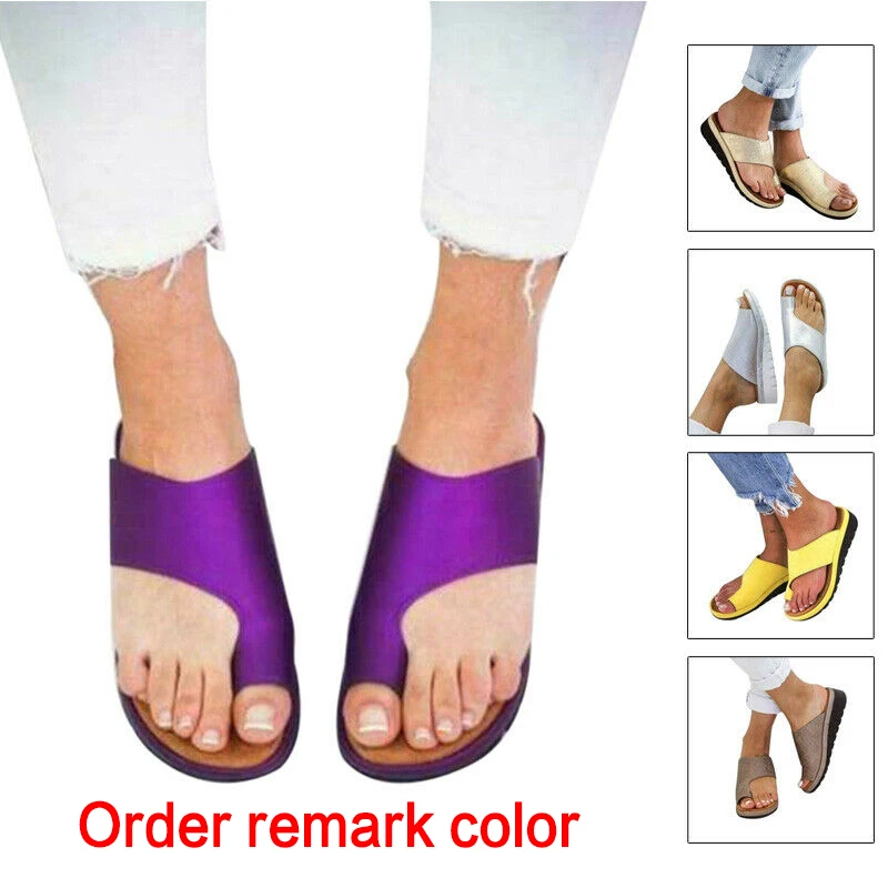 Women Comfy Platform Sandal Bunion Corrector Shoes Feet Correct Flat Sole Beach Orthopedic Slippers Damenschuhe Foot Care