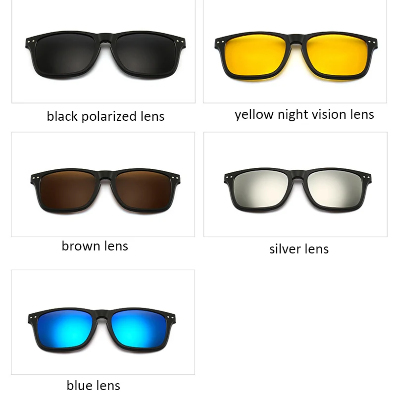 New Include Frame Polarized Clip On Sunglasses Men TR90 Custom prescription lenses Magnetic clips night glasses drive Magnet