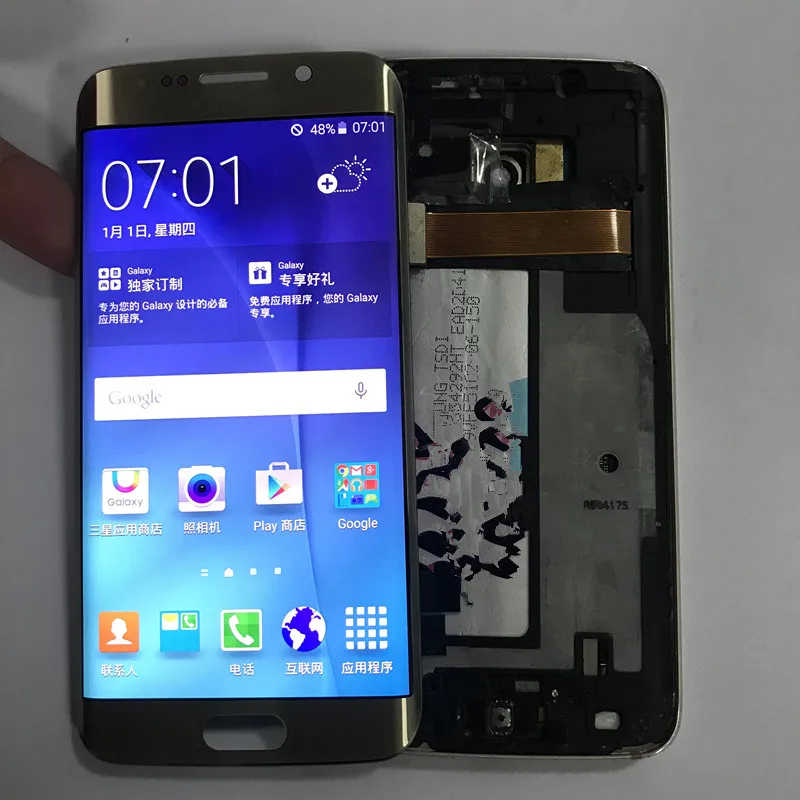 Diuji S6 edge LCD untuk Samsung S6 edge G925F, LCD layar sentuh suku cadang perbaikan rakitan Digitizer