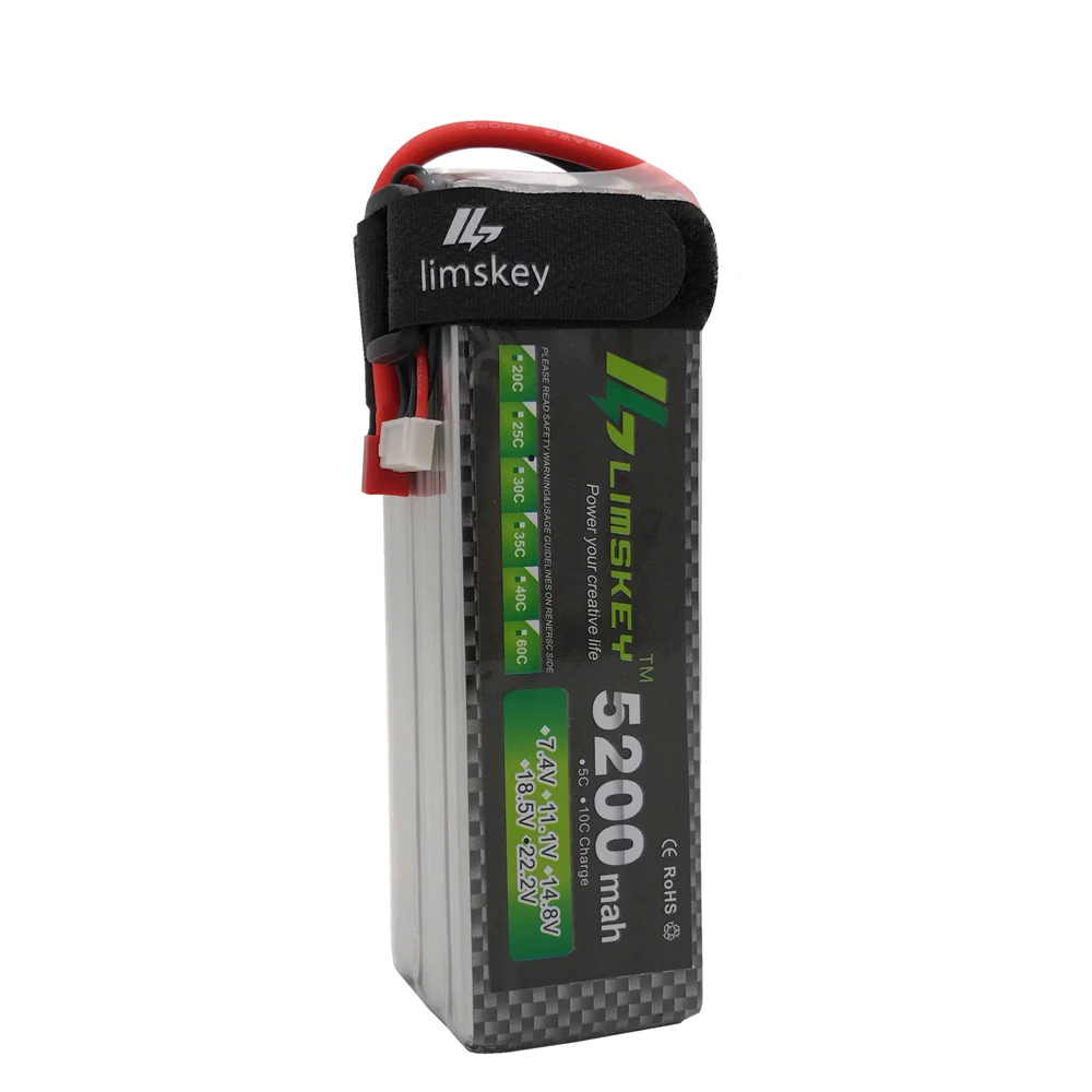 

Rechargeable Limskey Power 22.2V 5200mah 40C 6S Lipo Battery XT60 Plug for RC Helicopter Quadcopter Toys Racing Parts