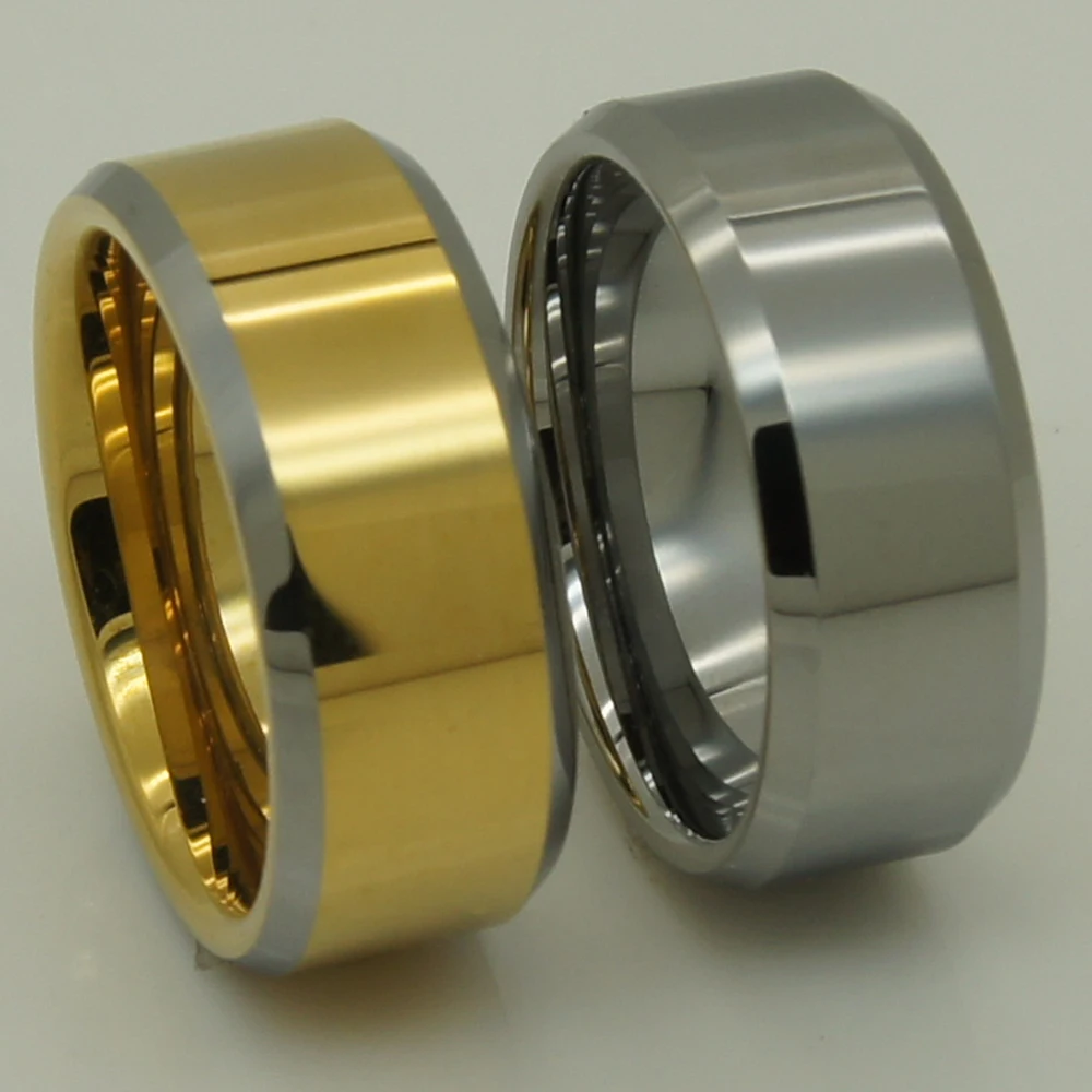 8mm 2tone gold plating hi-tech scratch proof wedding tungsten ring 1pc