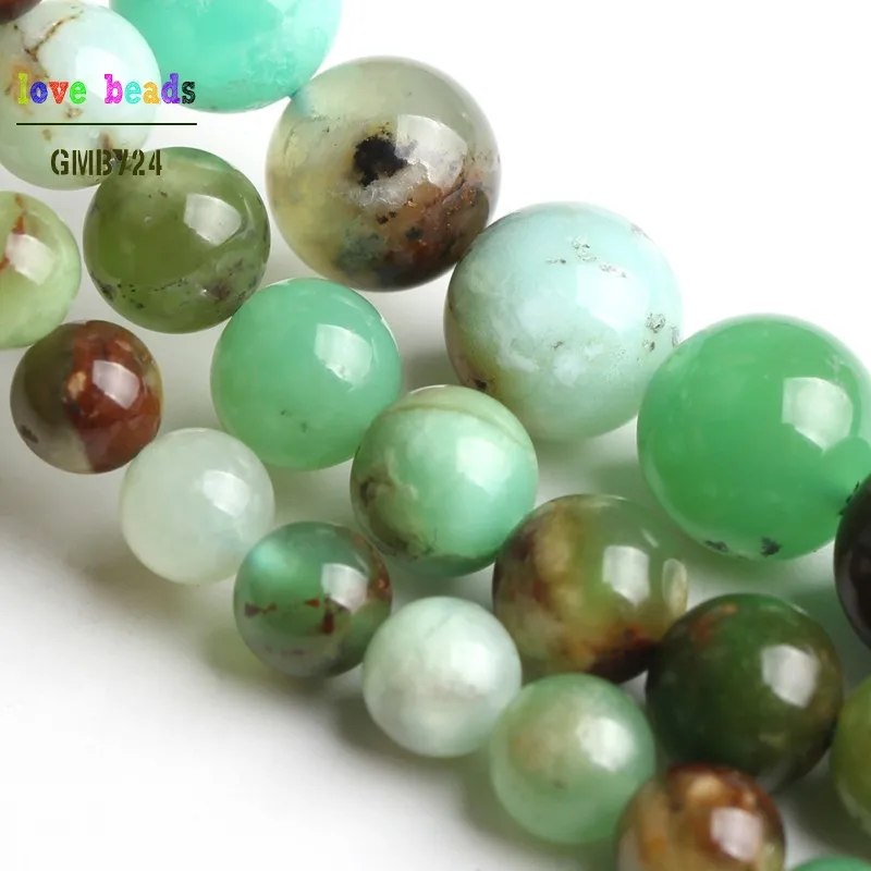 Natural Australian Chrysoprase Stone Round Loose Beads for Jewelry Making 15\'\' Strand DIY Bracelet 6/8/10mm