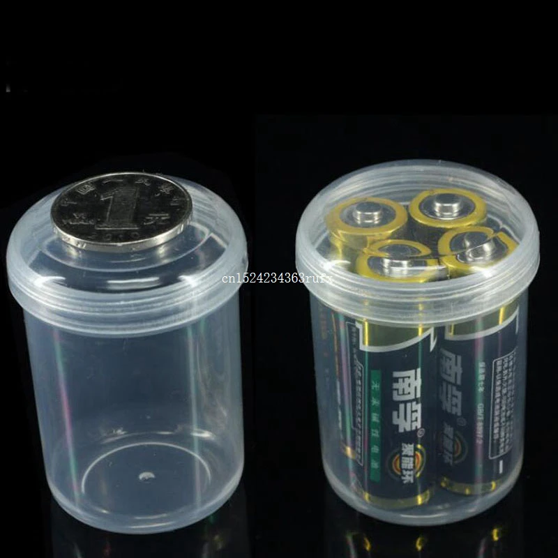 200 pcs Battery Holder Battery Case AA/AAA Round Storage Box Mini Portable Pill Box Case Plastic Transparent