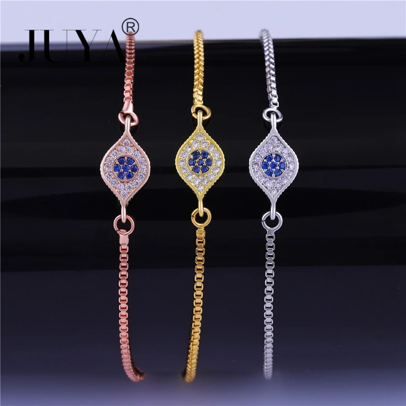 Hot Selling Jewelry Vintage Zircon Evil Eye Bracelets For Women Men Diy Copper Square Chain Friendship Bracelets Charm Pulseras