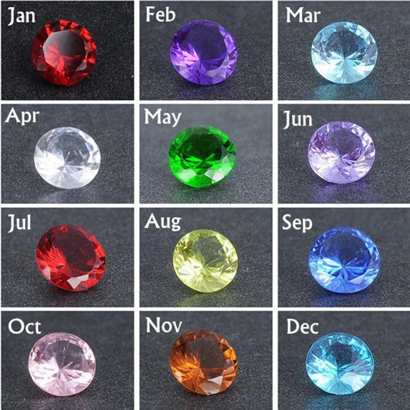 DIY 12 Colors Round Birthstones Zircon Stones 316 Stainless Steel Rings Wedding For Women