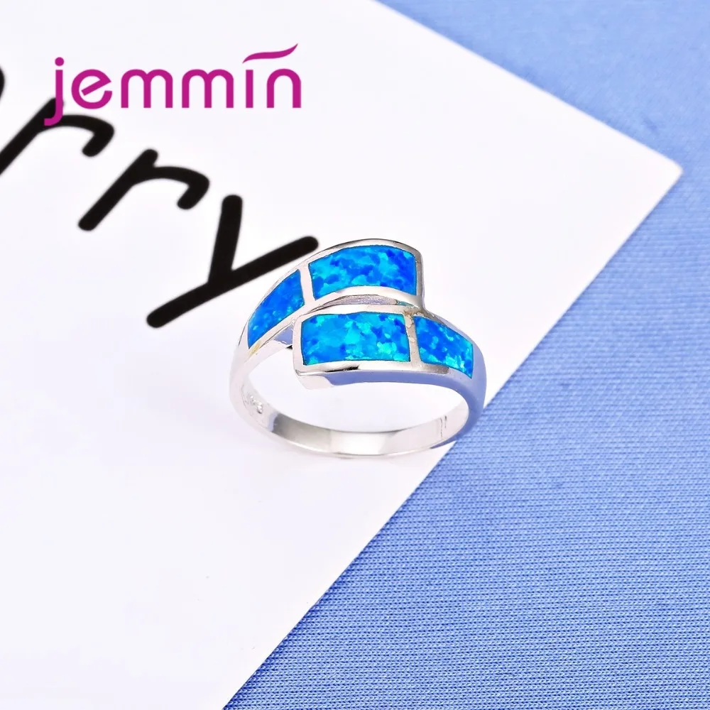 New Fashion Blue Fire Opal Ring 925 Sterling Silver Jewelry Wedding Party Engagement Jewellery For Women Hot Sell