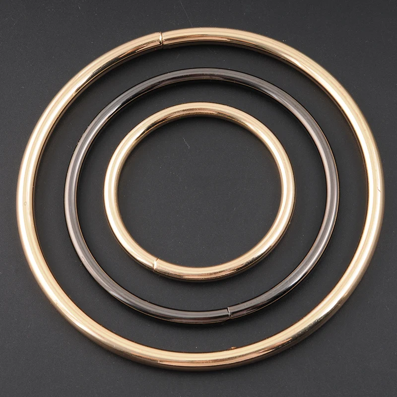 2pcs/lot 5mm thickness DIY bag handle ring gold tone metal rings 5-10cm diy sewing buckle