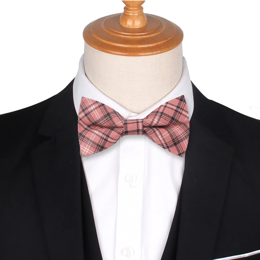 Fashion Bow Tie For Men Classic Plaid Bowtie For Business Wedding Bowknot Adult Cotton Mens Bowties Cravats Yellow Tie