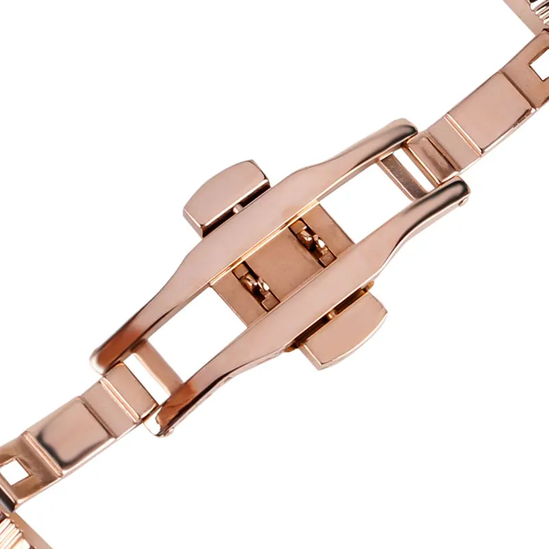 High Quality 18mm 20mm 22mm Stainless Rose Gold Watch band Strap Adjustable Metal Luxury Watchband Replacement + 2 Spring Bars