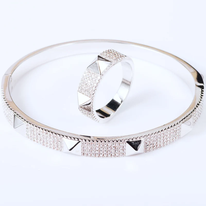 zlxgirl Brand Cubic Zircon Bangle For Men Jewelry Perfect Copper Bangle&Bracelet Accessories Women\'s Love Bangles Anel Aneis