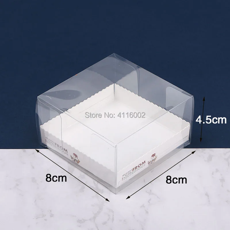 

300pcs/lot 8*8*4.5cm Clear Egg Tart Box Muffin Cake Box Transparent PET Cupcake Box Food Pastry Packing