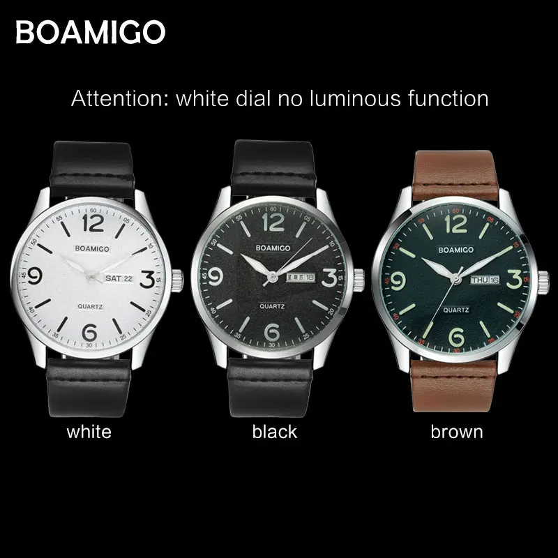 2023 boamigo top luxury brand men military fashion sport business quartz watch man casual leather wristwatches waterproof