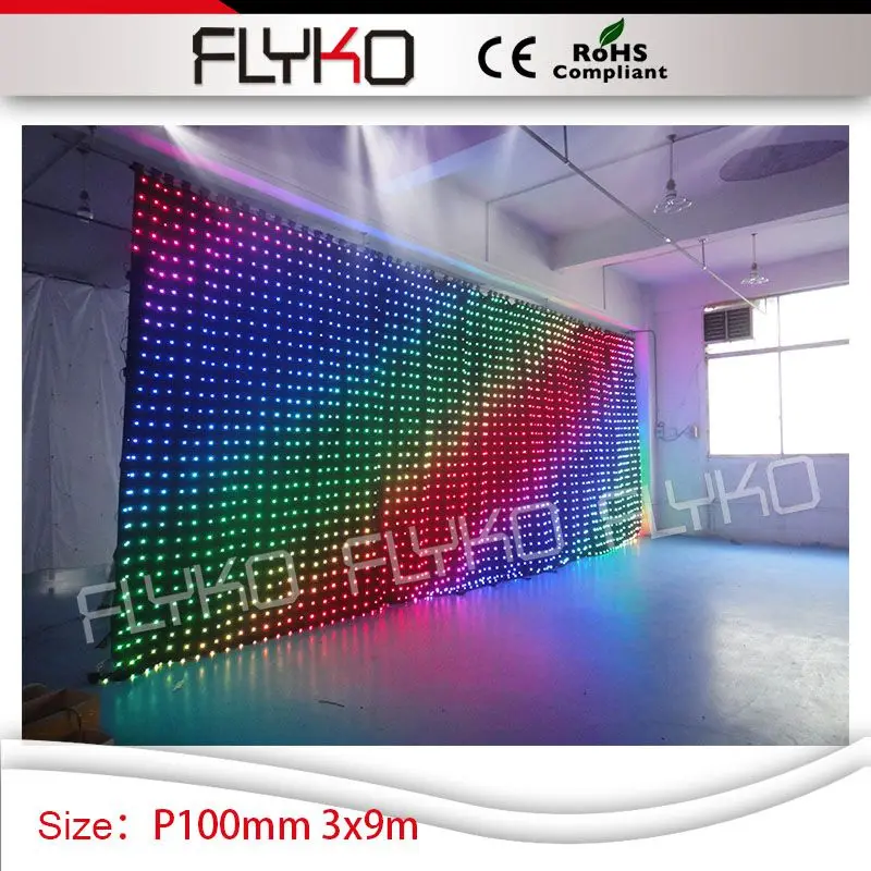 pixelflex led curtain price full color xxx video/image/graphic ceiling led curtain P10 led light curtain 10ft by 30ft