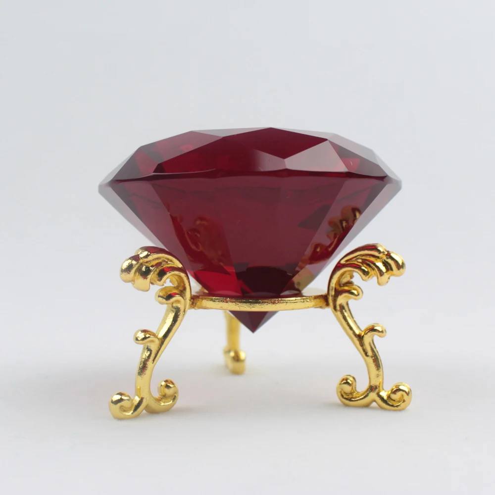 1 pcs Ruby Red Crystal Diamond Gemstone Figurines Miniatures Fengshui Home Decoration Aceessories
