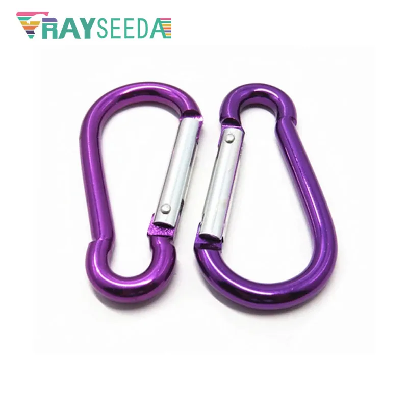 Rayseeda 100pcs a lot Keychain Aluminium Alloy Climbing Carabiner Hooks Mini Gourd Shaped 5# Mountaineering Carabiner Quickdraws