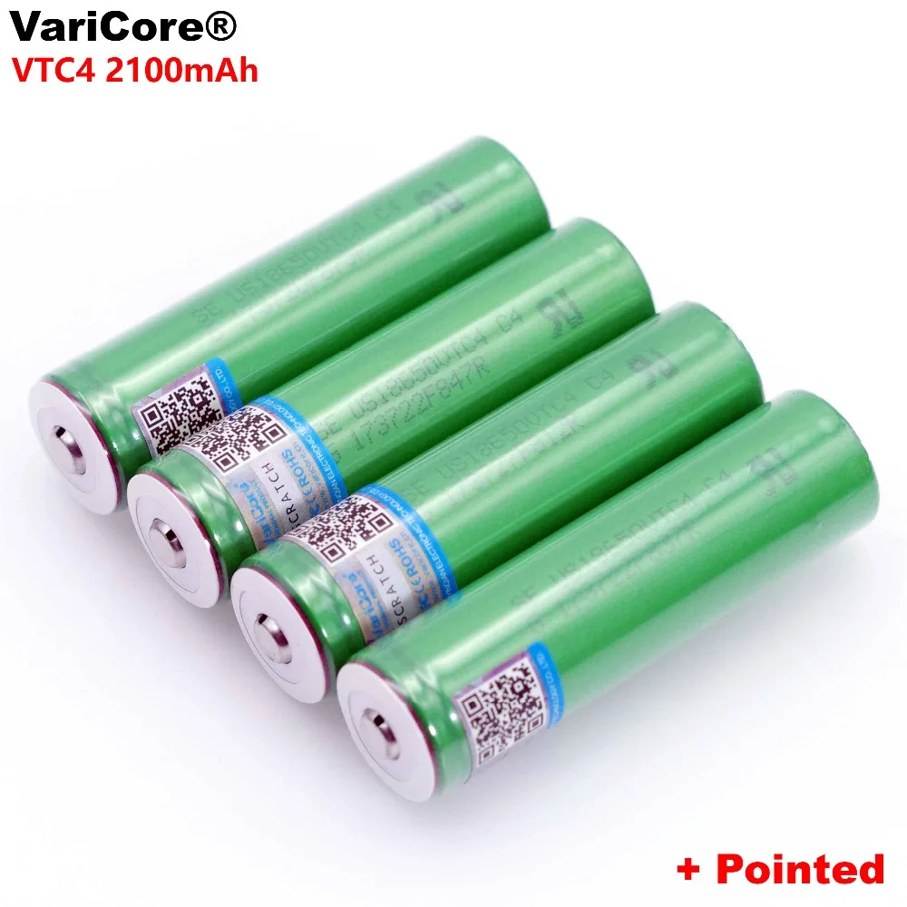 VariCore 100% оригинальный 3,6 V 18650 VTC4 2100mAh Высокий слив 30A перезаряжаемая батарея для US18650VTC4 + заостренный