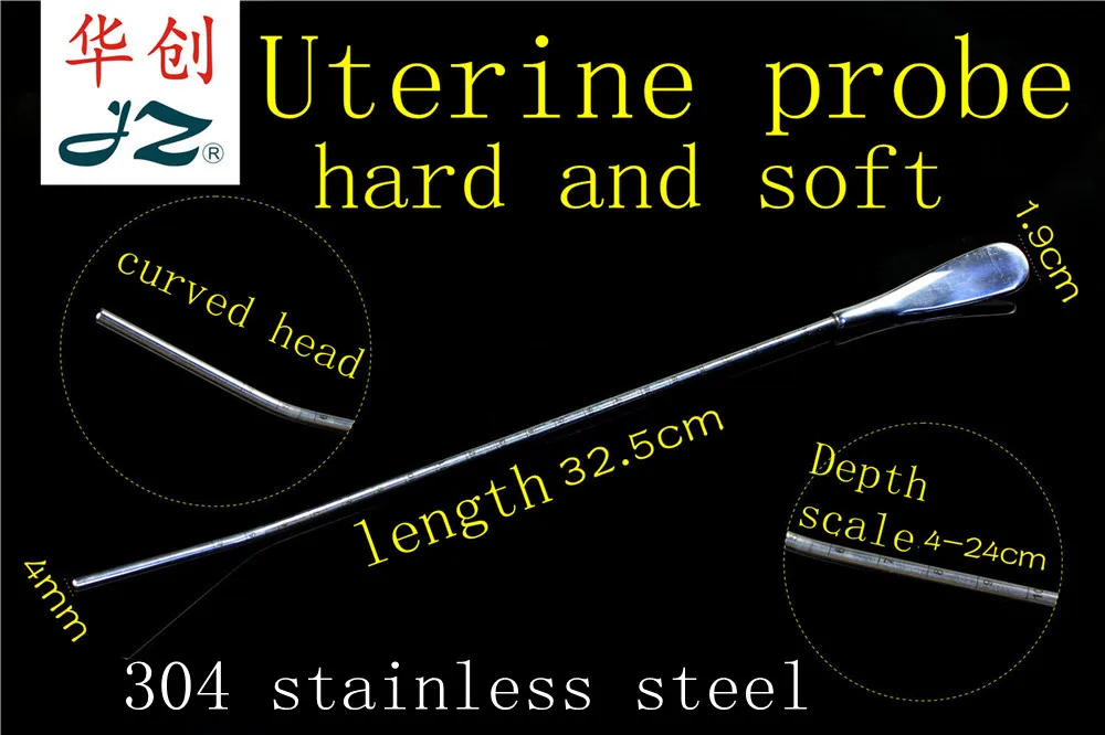 JZ medical Gynecological obstetrics instrument stainles steel Uterine probe Uterine sounds soft hard Uterine needle Depth ruler