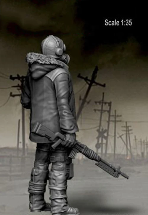 Assembly Unpainted Scale 1/35 Post Apocalyptic - Guard (1 figure) (1) soldier Historical toy Resin Model Miniature Kit