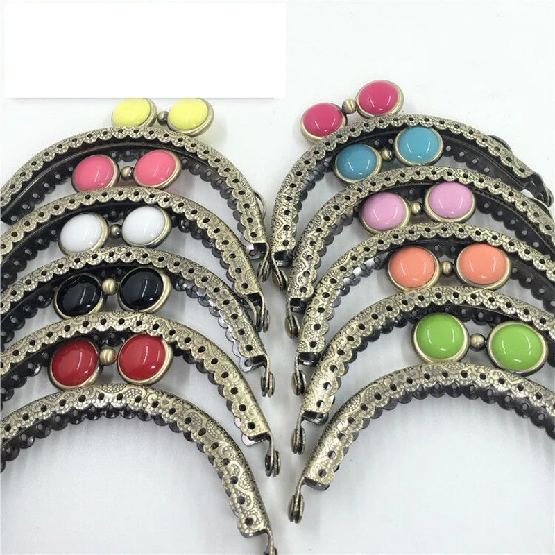 8.5cm vintage bronze color colorful eye buckle women coin bag mini size metal clasp purse frame wholewale 10pcs/lot