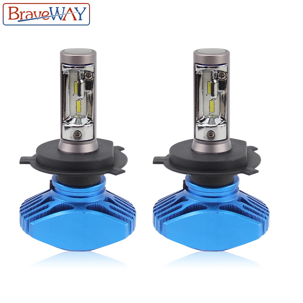 BraveWay 2PCS Super Brgiht CSP Chip H7 LED H4 Car Light H8 H11 Led Bulb HB3 HB4 9005 9006 Headlights for Automobiles Cars 12V