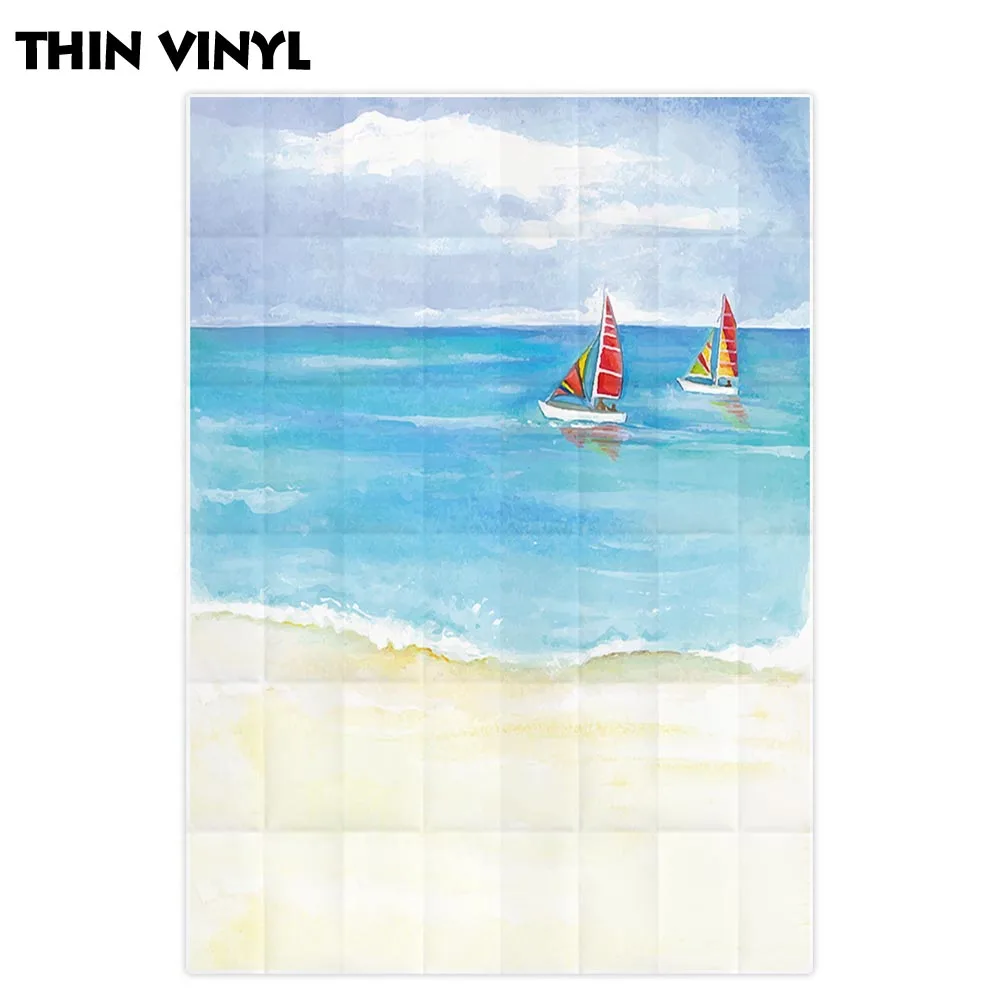 Allenjoy 사진 배경 수채화 바다 요트 여름 아이 자연 배경 photobooth 사진 스튜디오 패브릭 촬영