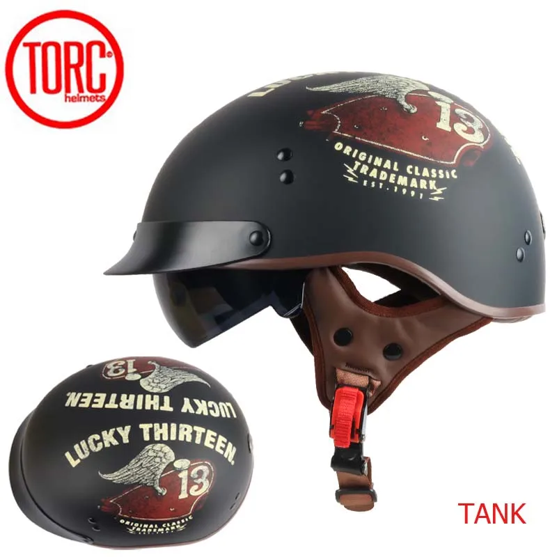 TORC-T55 빈티지 오토바이 헬멧, 레트로 스쿠터 하프 헬멧 내장 렌즈 바이저 casco moto helm moto capacete para DOT