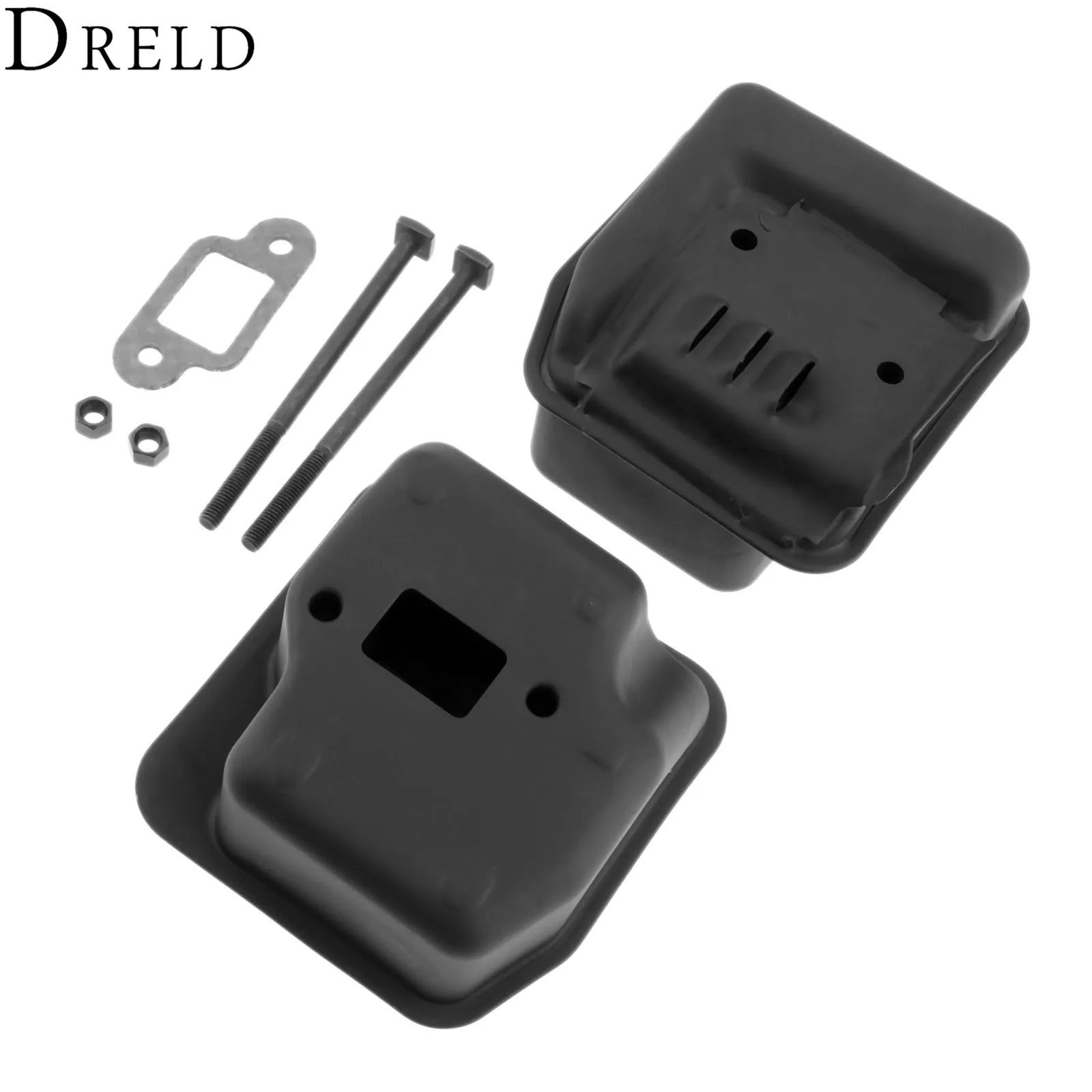 DRELD Gergaji Muffler dengan Baut Gasket Sproket Penutup untuk STIHL MS250 025 021 210 023 230 Gergaji Penggantian 1123 140 0608