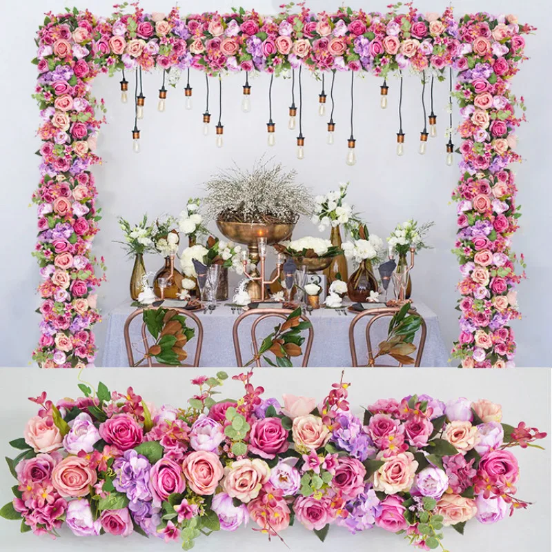 

Artificial Flowers Wall Wedding Background Lawn Table Flower 1 M Arched Flower Road Lead Home Arch Decoration