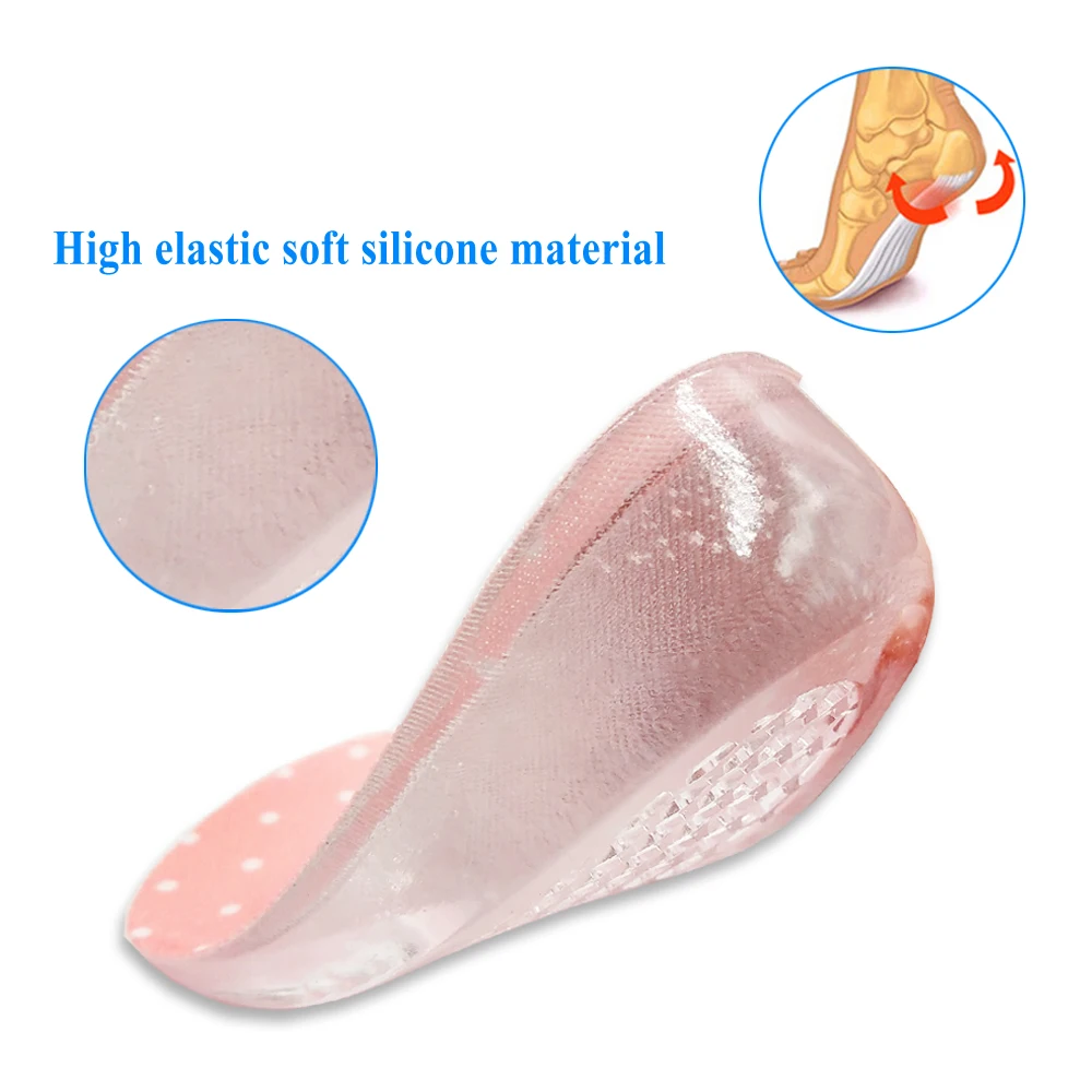 Elevator Insoles For Women Shoes Pad Self-Adhesive Height Increase Insoles Half Heel Damping Relieve Heel Pain Shoe Cushion