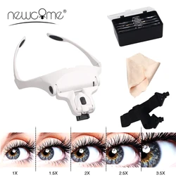 NEWCOME-lupa ajustable de 5 lentes para extensión de pestañas, lámpara de luces LED para injerto, reparación de tatuajes, herramientas de maquillaje