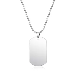 1PC Fashion Stainless Stee lDog Tag Pendant Necklace For Women Men Punk Metal Color Smooth Army Tag Necklace Jewelry N4-1