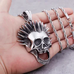 Retro hip hop skull stainless steel men's titanium steel exaggerated ghost head punk pendant jewelry