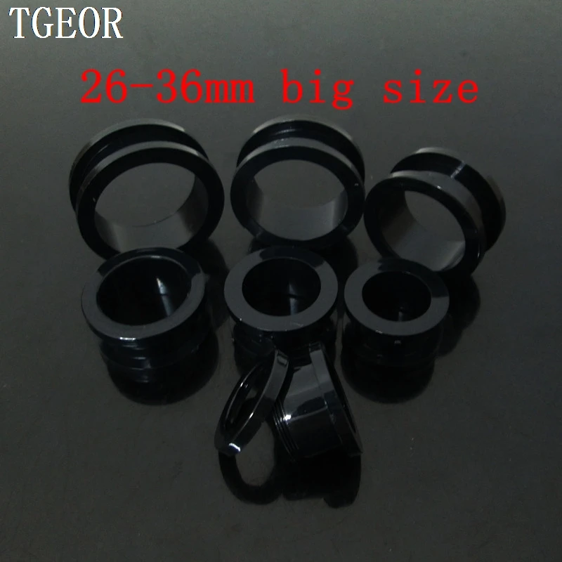 Free shipping Hot  wholesale Fashion 120pcs mixed 6 gauges black very big size UV acrylic screw on ear Flesh Tunnel