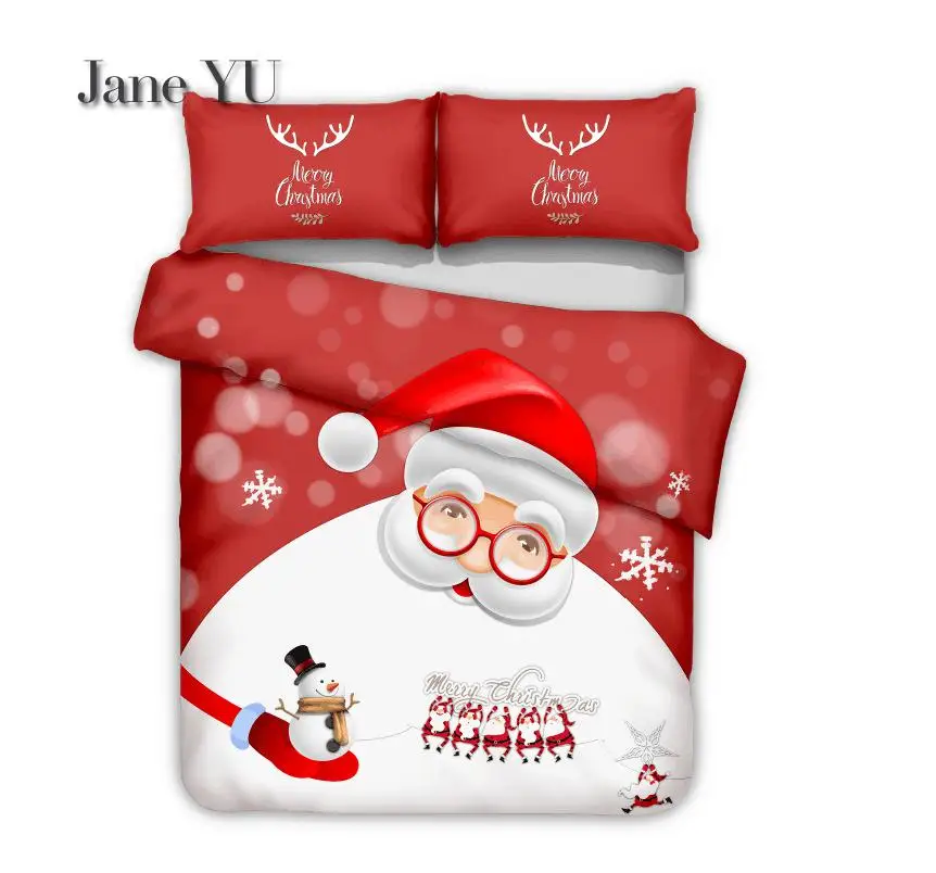 

JaneYU 2019 New Desigin Christmas Santa Claus Gift 3d Bedding Three Sets 3 Pieces Duvet Covers