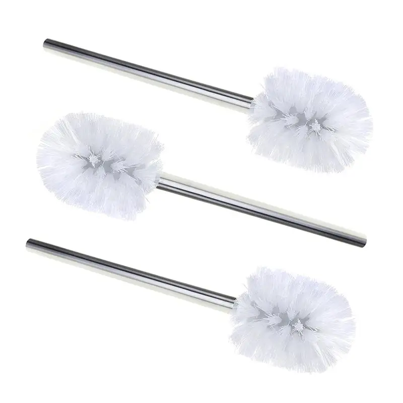 3pcs Stainless Steel WC Bathroom Cleaning Toilet Brush Holder Chrome