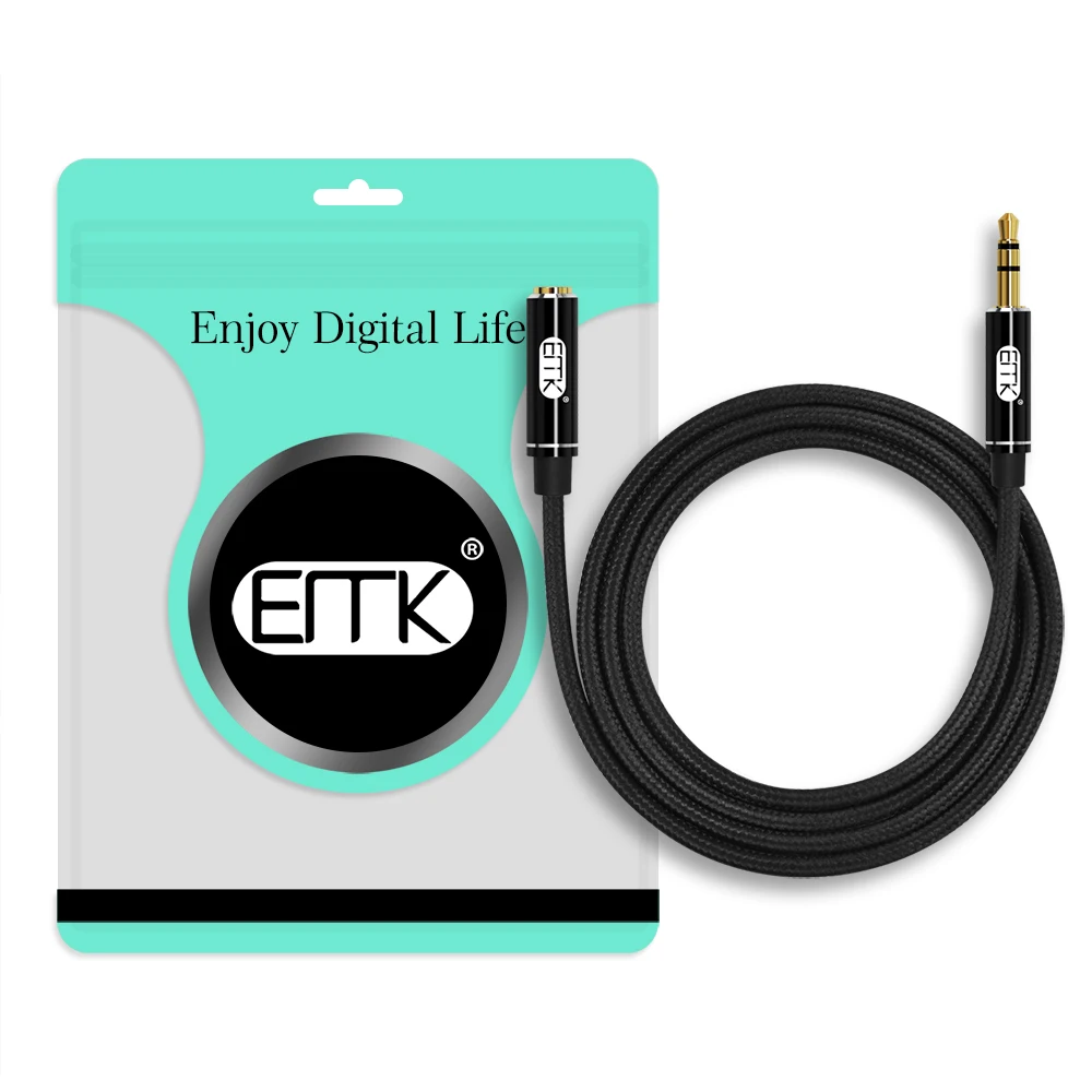 EMK 3.5mm Jack male to 3.5mm Female Aux Extension Cable Audio Cable Headphone Extension Cable Cord for Computer