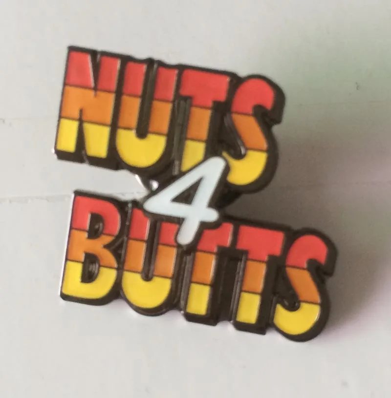 

Nuts Butts Metal Pin/Silver Lapel Pins Made by Iron Black Nickel Plating&Epoxy Surface with Butterfly Button Customize MOQ50pcs