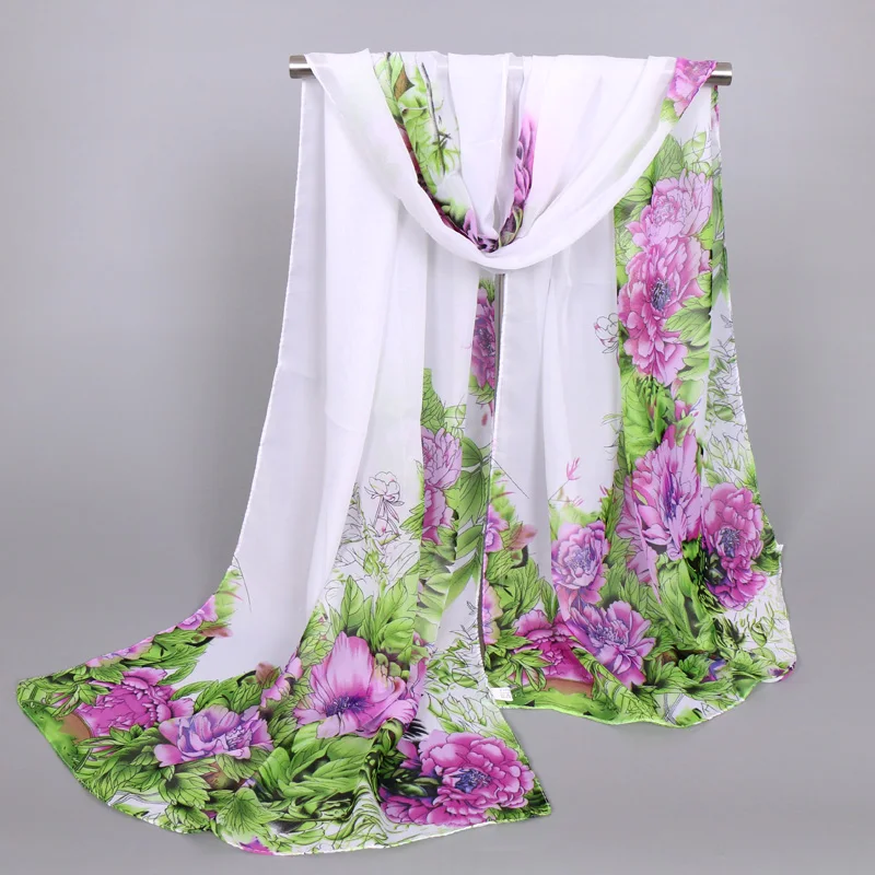 Summer Women Rose Flower Soft Crinkle Hijab Shawl Scarves Sunscreen Silk Plain Foulard Wrap Cover Head Neck Beach Chiffon Scarf